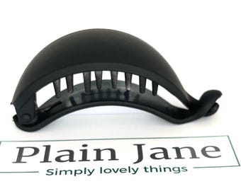 Pinza para el pelo Plain Jane Black Oyster - Pinza para el pelo minimalista y resistente - Accesorio para el pelo de plástico reciclable - Pinza para el pelo de 8 cm - Pinza para el pelo sostenible