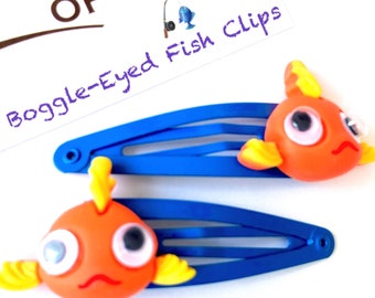 Boggle-Eyed Fish Hair Clips x2 - Fish Barrettes - Cute Fish Hair Clips - Fish Hair Slides - Fish Gift For Girls - Fish Accessories