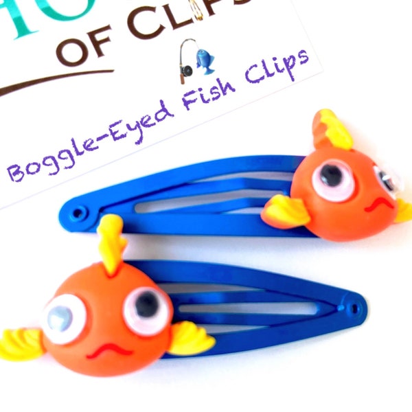 Boggle-Eyed Fish Hair Clips x2 - Fish Barrettes - Cute Fish Hair Clips - Fish Hair Slides - Fish Gift For Girls - Fish Accessories