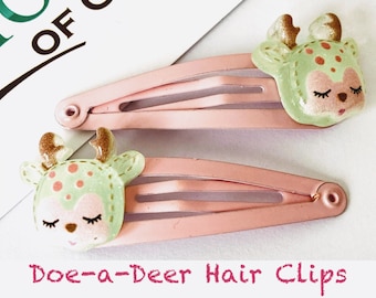 Doe-A-Deer Hair Clips x2 - Deer Barrettes - Animal Non Slip Hair Clips - Cute Hair Clips - Baby Gift - Small Gift Idea - Small Gift Idea