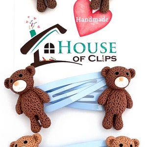 Goodnight Bear Clips x2 - Teddy Bear Hair Clips - Fun Hair Clips - Teddy Bear Gift - Hair Clips for Boys and Girls - Gift for Niece - Toy