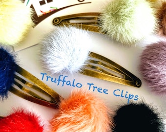 Truffalo Tree Hair Clip: Faux Fur Ball, Antique Gold Finish
