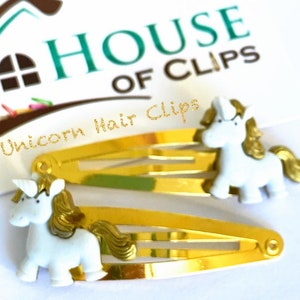 Unicorn Hair Clips: Girls&#39; Gold Barrettes (Set of 2)