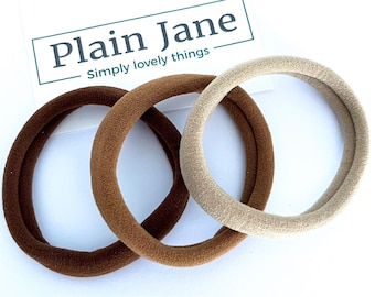 I Am Strong Yoga Jersey Elastic x3 by Plain Jane - Soft Giant Marl Hair Colours - Yoga Hair Bands - Pilates Stretchy Hair Ties - Yoga Hair