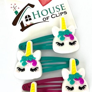 Handmade Unicorn Hair Clips: Non-Slip Barrettes, Set of 2