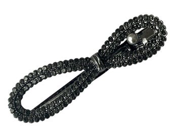 Goth Pewter Bow Clip, Dark Grey Metal Bow Hair Clip – 6cm Crocodile Clip,, Elegant Hair Accessory, Statement Hair Clip
