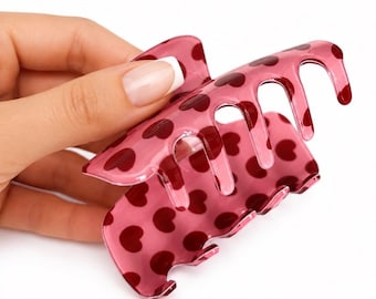 Love Me Claw Clip, Pink Heart Hair Claw, Cute Heart Hair Clip, Valentine Hair Accessory, Small Claw Clip, Gift for Her