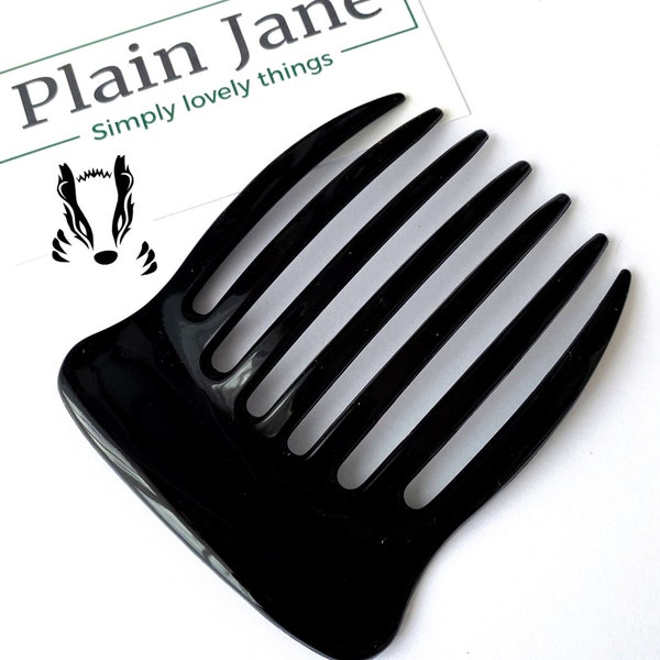 The Badger Comb by Plain Jane  x1 - Acrylic Black Hair Comb - Oyster Hair Comb - Black French Hair Comb - Black Comb