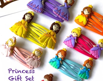 Princess Gift Set - X7 sets of Princess Hair Clips - Gifts For A Princess - Princess Hair Clips - A Set of Clips for Every Day of the Week -