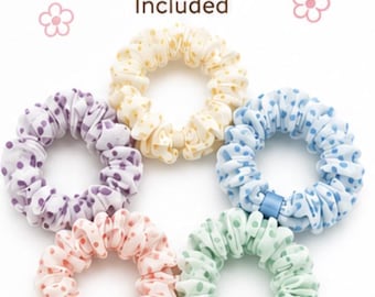 Dolly Dots Scrunchie Set | Set of 5 Pastel Polka Dot Hair Bands | Soft Chiffon Scrunchies | Cute Girls Hair Accessories | Pastel Hair Ties