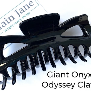 The Plain Jane Giant Onyx Odyssey Claw - Black Large Hair Claw - Vintage Style Large Hair Clamp - Black Hair Clip For Long Thick Hair -