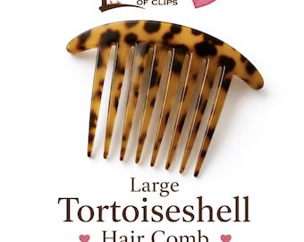 Large Tortoiseshell Hair Comb | Vintage Style Side Comb | Amber Brown Hair Accessory | French Twist Comb | Elegant Hair Slide for Women