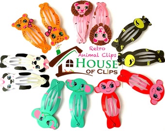 Retro Animal Hair Clips: 80s Style Barrettes, Set of 2