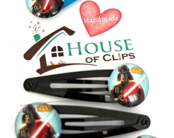Star Wars Hair Clips x2 - Darth Vader Snap Clips - Boys Hair Clip - Lightsaber Gift -  Star Wars Barrettes - Hair Clips Boys - Jedi Snap Cli