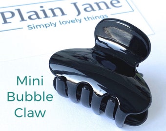 Mini Bubble Hair Claw - Plain Jane Black Hair Claw - Small Plain Hair Clips - Strong Hair Claw - Minimalist Hair Claw