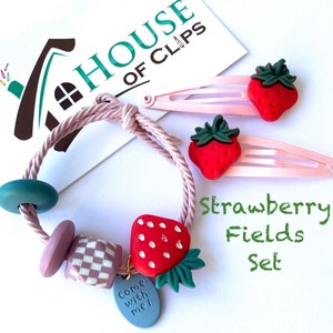 Strawberry Hair Clip & Bobble Set: Fun Fruity Hair Accessories