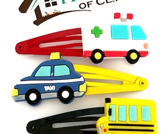 My Little Automobile Ambulance-haarspeldjes x4 - Haarspeldjes jongens - Haarspeldjes ambulance - Haarspeldjes taxi - Amerikaanse bushaarspeldjes -