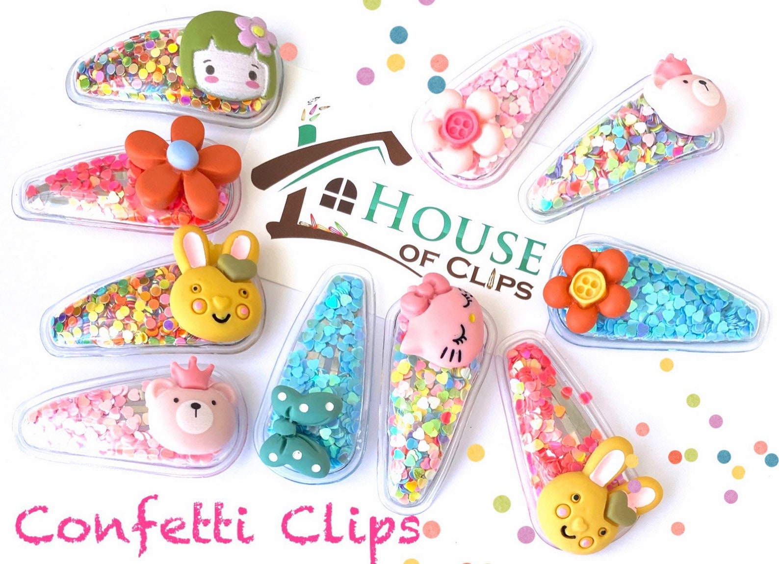 Confetti Shake Clips Fun Hair Clips Sparkle Hair Clips Etsy UK