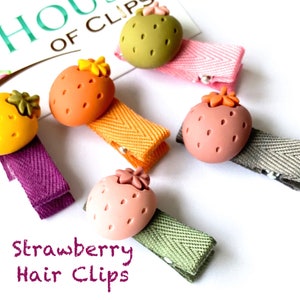 Strawberry Crocodile Hair Clip: Toddler Non-Slip Clip (3.5cm)