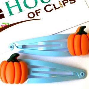 Pumpkin Hair Clips: Autumn Non-Slip Barrettes - Blue Hair Slides
