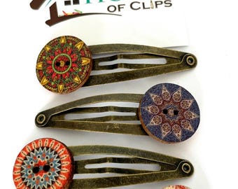 Goddess Button Hair Clips x4 by Plain Jane - Button Hair Clips - Vintage Style Hair Clips - Hair Clips Ladies - Ladies Snap Clips