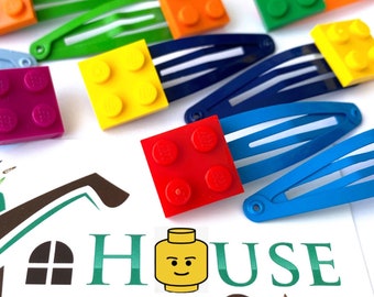 Brick Hair Clips x2: Building Block Snap Clip - 17 Colors