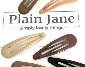 50s Style Neutral Hair Clips: Strong Snap Clips, Fringe Barrettes (x6)