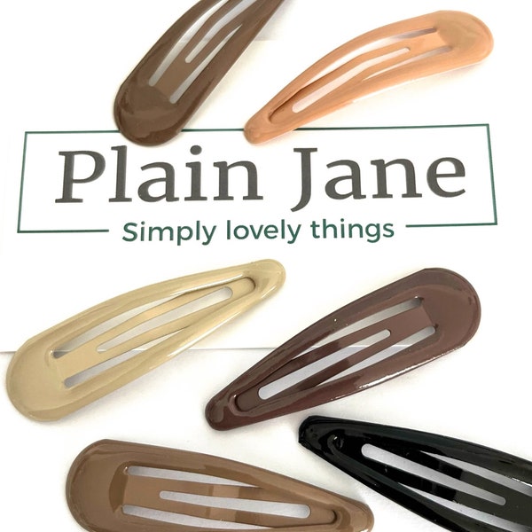 Perfectly Neutral Clips by Plain Jane x6 - 50s Style Hair Clips - Strong Neutral Plain Snap Clips - Vintage Style Hair Clips - Fringe Clips