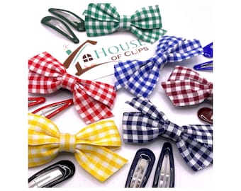 School Hair Set - Back To School Bow & Hair Clips - School Hair Bow - School Cotton Crocodile Clip Bow - Snap Clips For School - School Hair