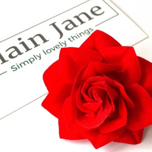 The Plain Jane Eternal Rose Clamp - Plain Jane Rose Crocodile Clip - Rose Hair Clip - Red Nylon Rose Hair Clamp - Floral Hair Clip -