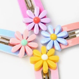 Daisy Hair Clips: Pastel Flower Barrettes (Set of 2)
