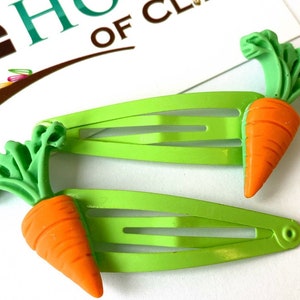 Carrot Hair Clips - Carrot Barrettes - Fun Hair Clips - Non Slip Hair Slides - Orange Hair Clips -