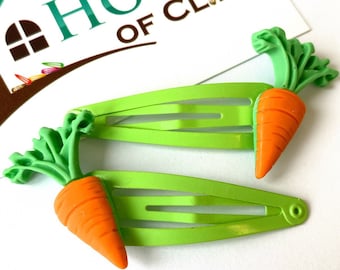 Carrot Hair Clips - Carrot Barrettes - Fun Hair Clips - Non Slip Hair Slides - Orange Hair Clips -