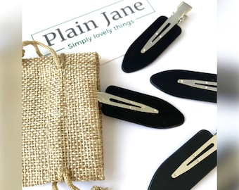 Essential x4  Paddle Clip By Plain Jane - No Kink Hair Slide - Curl Tamer - Fringe Crocodile Clip - Black Hair Clip -