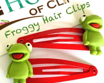 カエルのヘアクリップ 2個セット ヘアクリップ ミニブリングス カエル