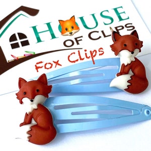 Fox Hair Clips x2 - Fox Non Slip Hair Snaps - Boys Hair clips - Gift for Niece - Fox Lovers - Gift for Granddaughter- Fox Gift