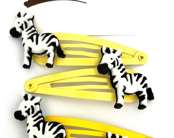 Spinki do włosów Zebra x2, spinki do włosów Mr Stripy, spinki do włosów Zebra, spinki Animal Snap, akcesoria do sierści zwierząt, prezent dla żyrafy, zoo