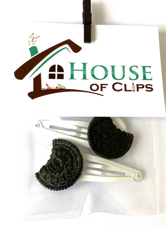 チョコビッキーヘアクリップ x2 - ビスケットバレッタ - ビスケット 