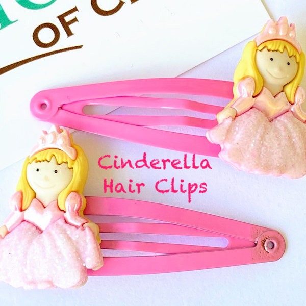 Cinderella Hair Clips / Princess Hair Snaps/ Popular Gift For Girls / Party Bag Fillers / Girls Hair Clips / Handmade Hair Clips /