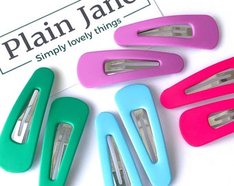 Plain Jane Date Clips x2 - Clips de cabello estilo años 50 - Clips de cabello lisos - Clips de cabello de damas fuertes - Clips de cabello de estilo vintage - Clips de cabello con flecos