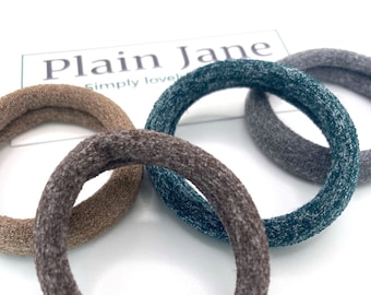 The Yoga Jersey x4 by Plain Jane -  Soft Marl Hair Elastics - Yoga Hair Bands - Pilates Stretchy Hair Ties - Yoga Hair Accessories