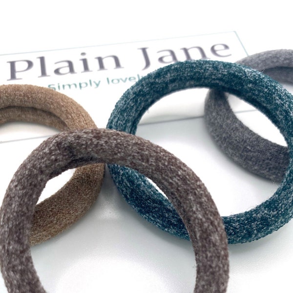The Yoga Jersey x4 by Plain Jane -  Soft Marl Hair Elastics - Yoga Hair Bands - Pilates Stretchy Hair Ties - Yoga Hair Accessories