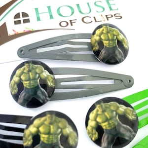 Incredible Hulk Hair Clips x2 - Snap Clip - Boys Hair Clip - Hair Accessory - Marvel Superhero Hair Clips - Hair Clips Boys - Marvel Gift