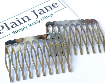 Plain Jane Essential Side Combs x2 - Ladies Hair Combs - Silver Hair Comb - Metal French Hair Combs - Silver Metal Hair Comb -