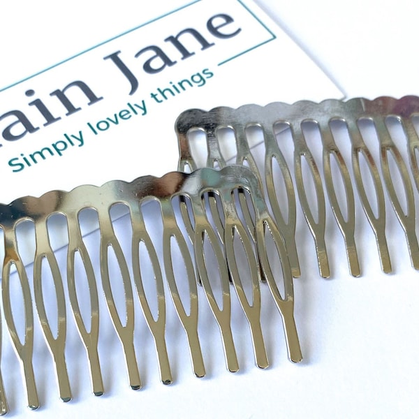 Plain Jane Essential Side Combs x2 - Ladies Hair Combs - Silver Hair Comb - Metal French Hair Combs - Silver Metal Hair Comb -