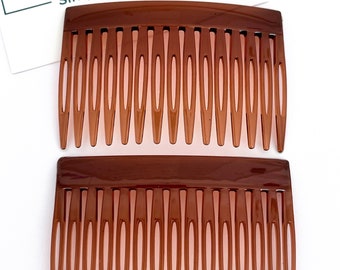 Retro 70’s Hair Combs x2 - Ladies Hair Combs - Black Hair Comb - 7cm French Hair Combs - Vintage Hair Combs - Side Combs - Tortoiseshell Com