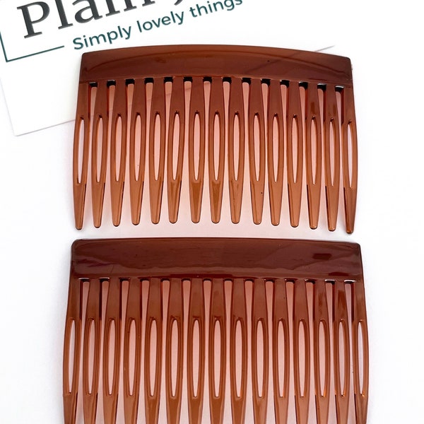 Retro 70’s Hair Combs x2 - Ladies Hair Combs - Black Hair Comb - 7cm French Hair Combs - Vintage Hair Combs - Side Combs - Tortoiseshell Com