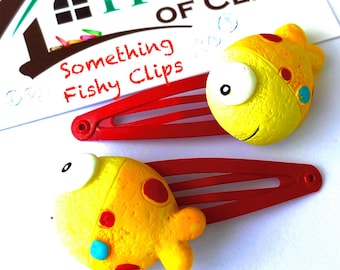Fish Hair Clips x2: Fun Non-Slip Barrettes