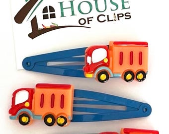 Truck Hair Clips: Construction Vehicle Hair Barrettes - Set of 2
