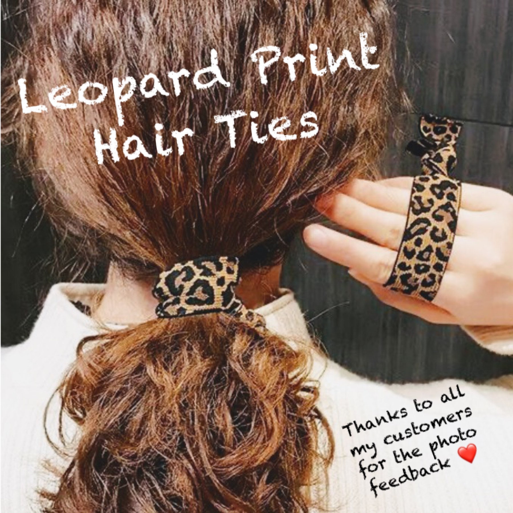 Leopard Print Hair Tie: Boho No Crease Elastic - Etsy display picture 1